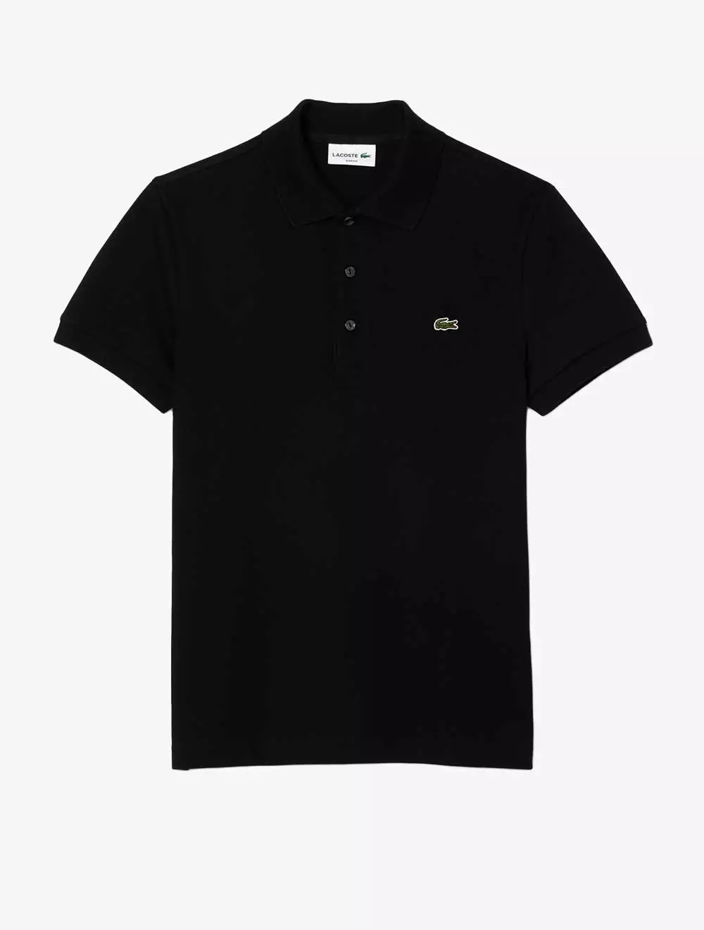 Slim Fit Stretch Piqué Polo Shirt - Black
