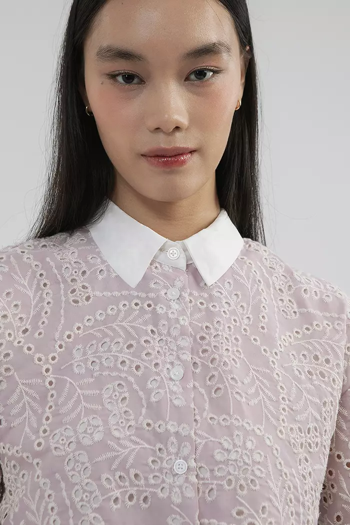 COTTONINK - Atasan Kemeja Wanita Pink Embroidered Badu #SpringCollection2025
