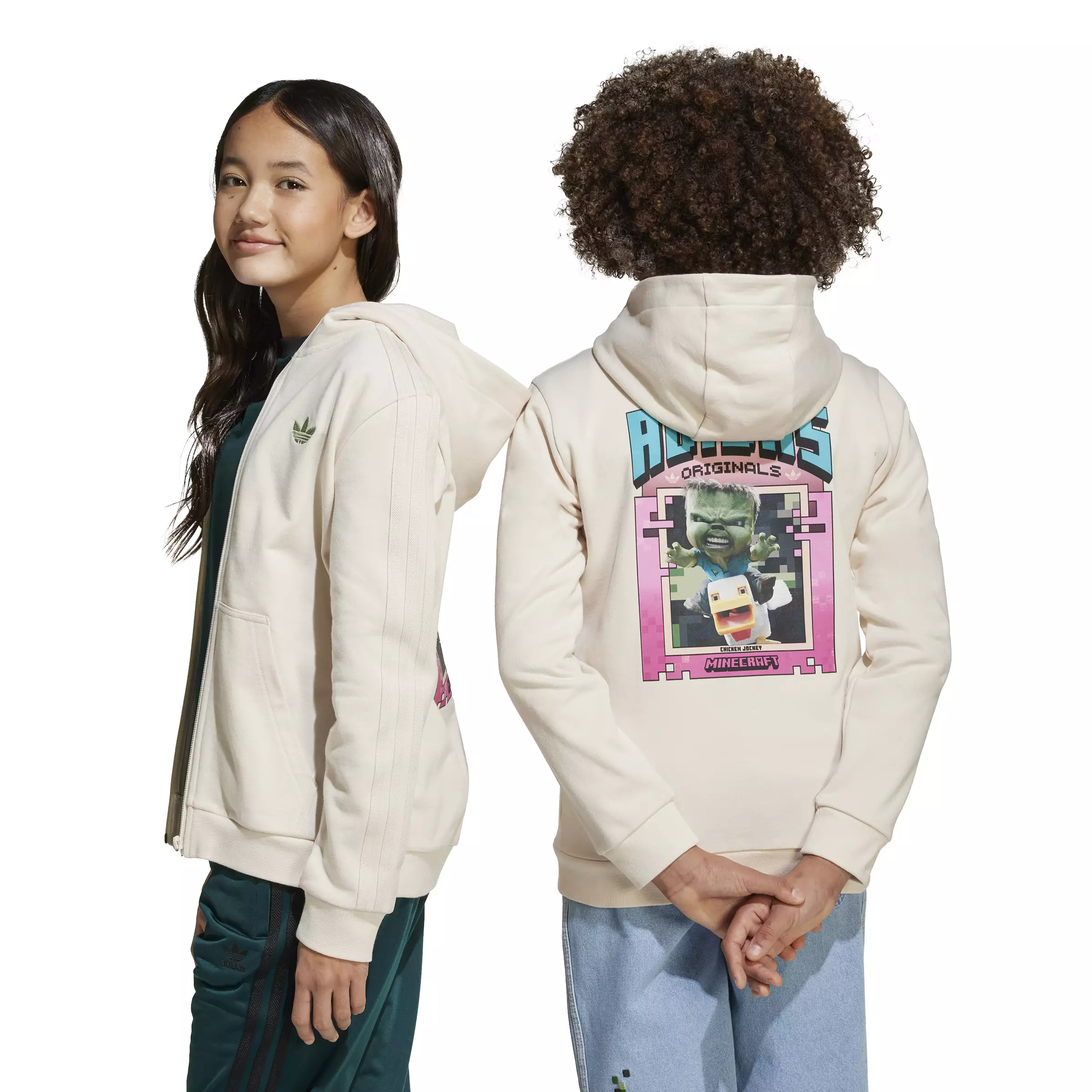 ADIDAS x Minecraft Graphic Hoodie JZ9932 - Hoodie Anak (Putih)