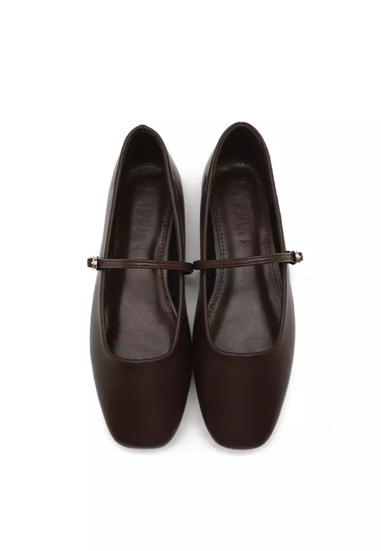 Nhibre Maryjane Flats (1cm) - Dark Brown