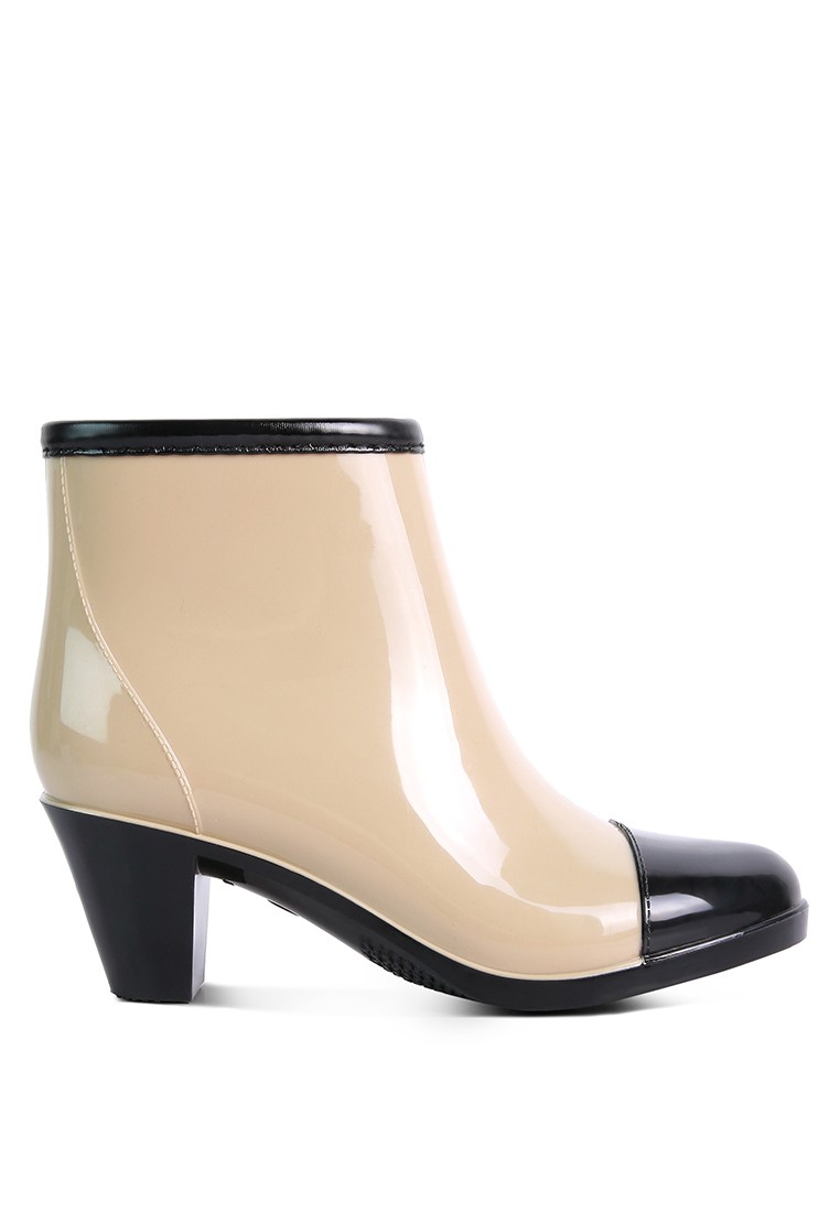 Beige Smart Block Heeled Rainboots