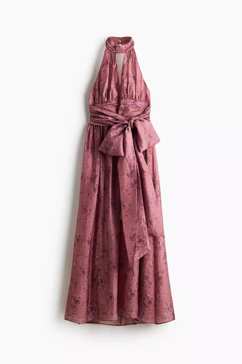 Tie-detail halterneck dress