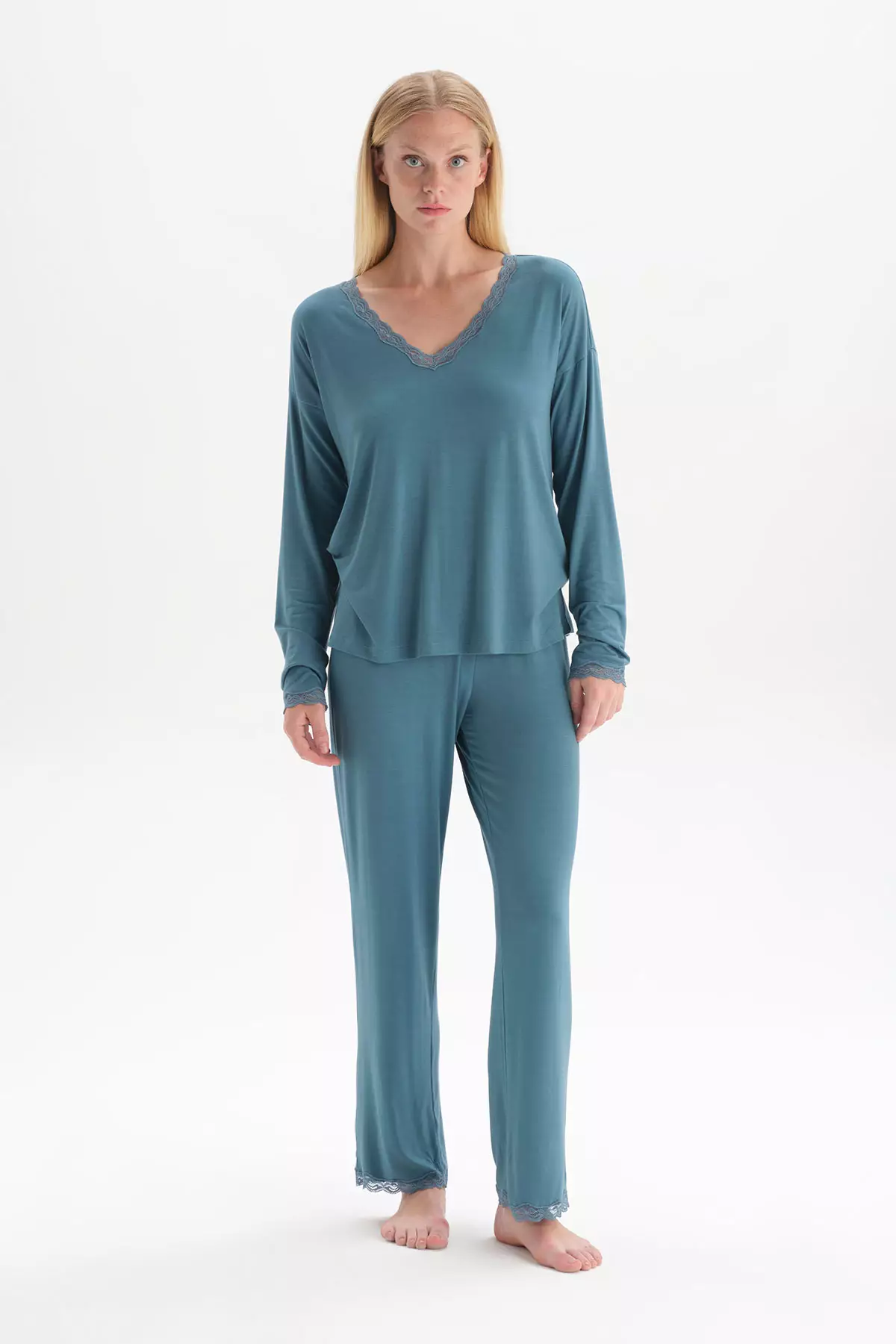 DAGİ Navy Pyjama Set, V-Neck, Relax Fit, Long Sleeve Homewear And Sleepwear for Women 2023 | Buy Online | ZALORA Hong Kong