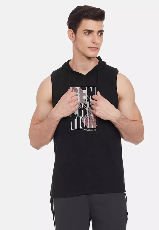 Men's Black Graphic Muscle Workout/Training Tank
