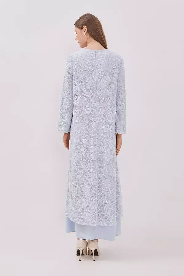 MINIMAL - Abziya - Gamis Lace Kerah Payet - Blue