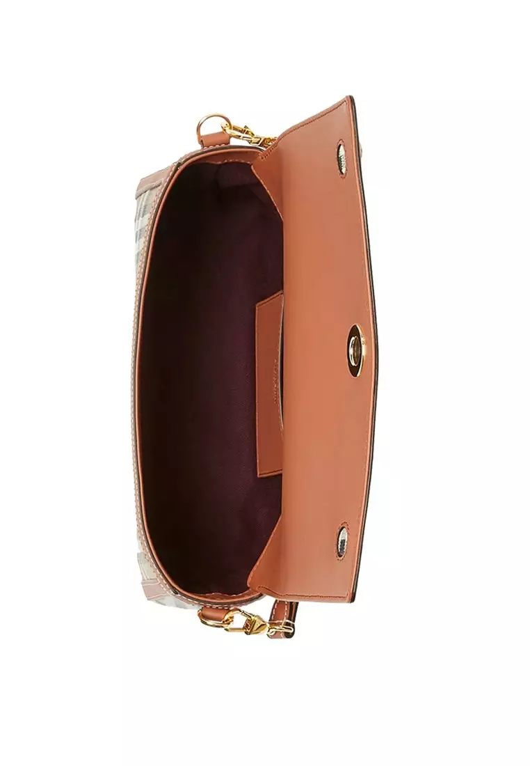 【BURBERRY】Top Handle Note Crossbag/追跡可能/全国送料無料 Burberry Note Check Canvas Top-Handle Bag | Neiman Marcus