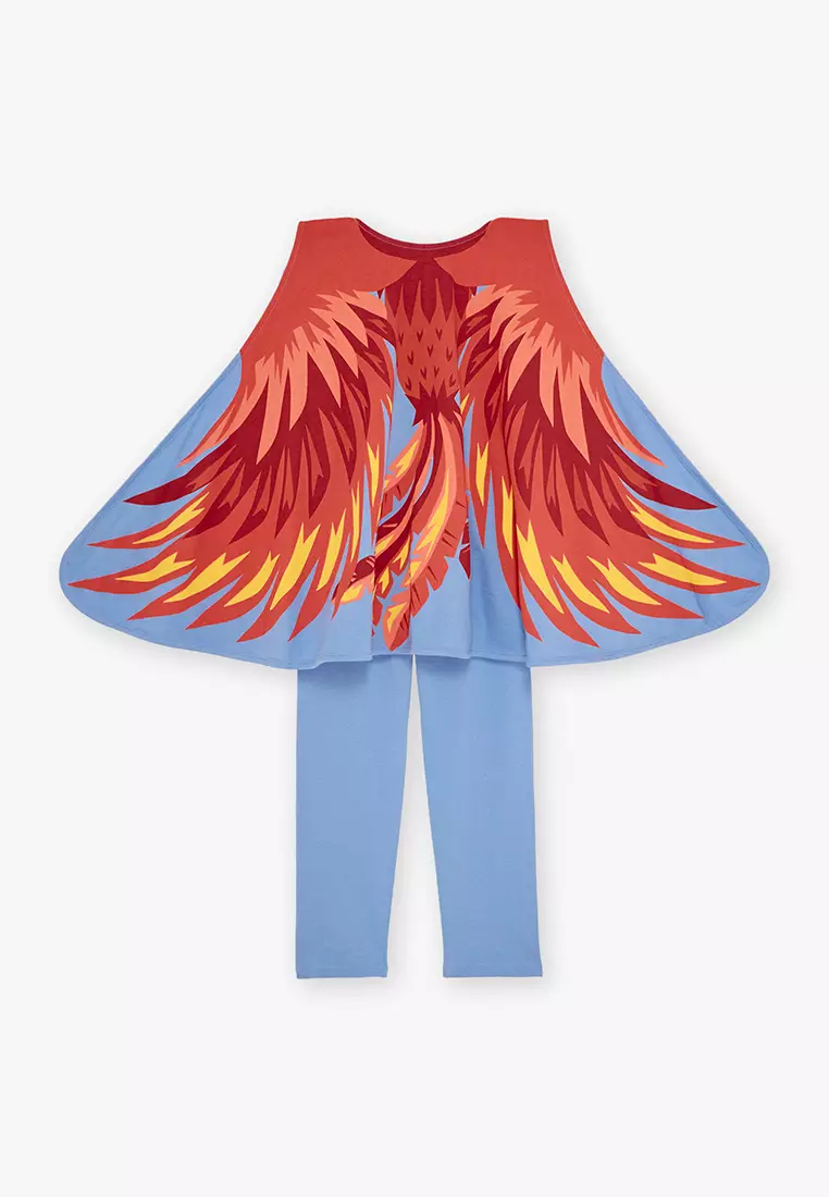 Pyjamas Set with mask and Phoenix printed Cape