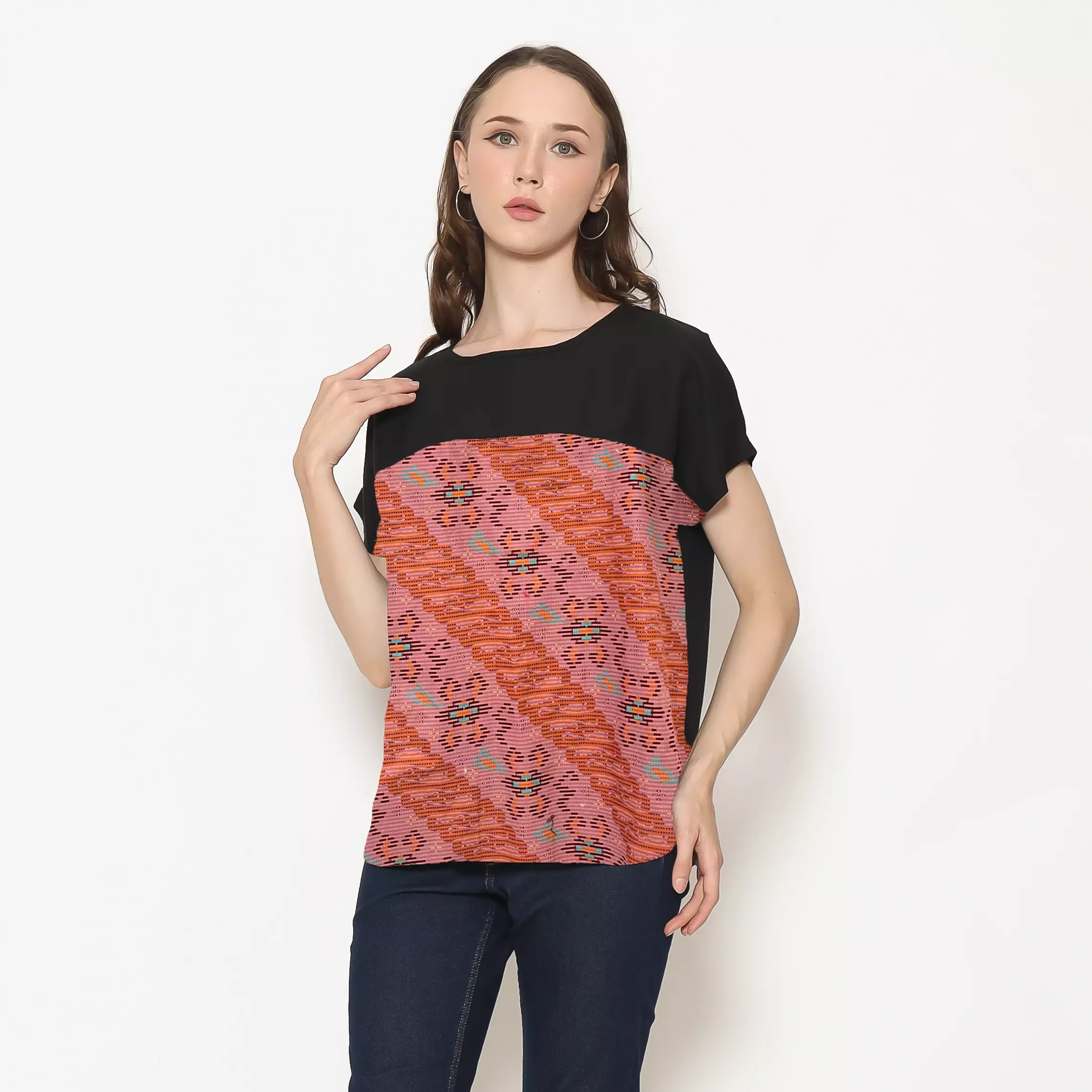 Blouse Batik Wanita - Bhatara Batik Forever - Atasan Batik Modern Lengan Pendek