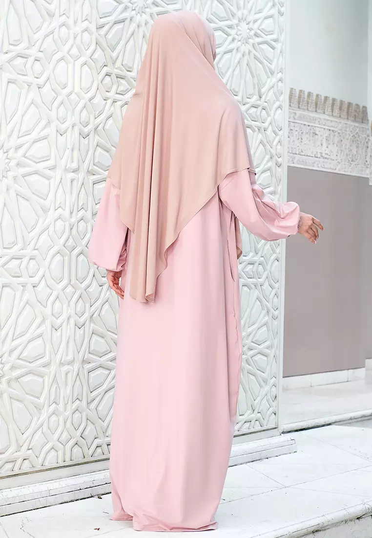 JV Hasanah Abaya Rayon Bergo Syar'i Rosegold | Gamis Abaya Rayon Jumbo