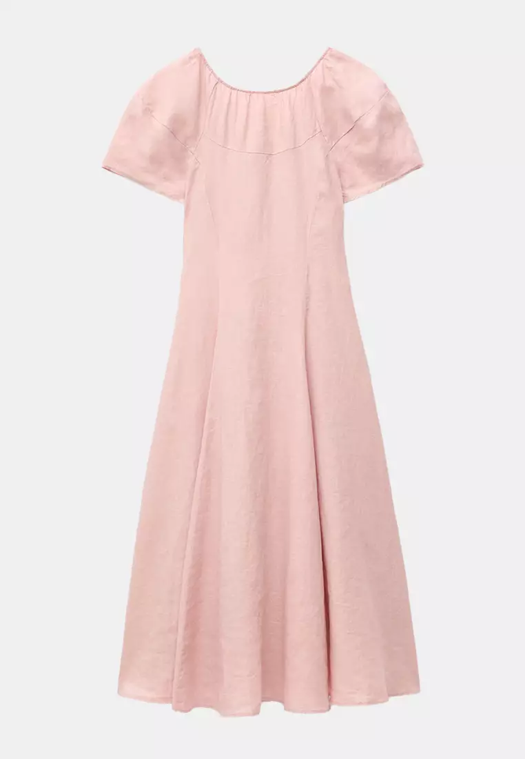 Flared Linen Midi Dress