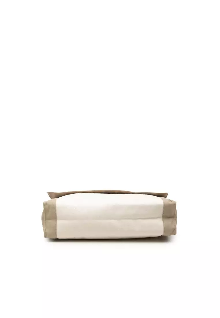 Pre-Loved Hermès Bicolor Canvas Tapis De Selle Clutch