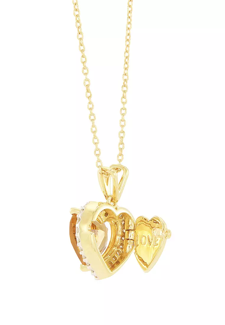 HABIB Citrine Heart Locket Necklace in 375/9K Yellow Gold 559520822(YG)-CITR