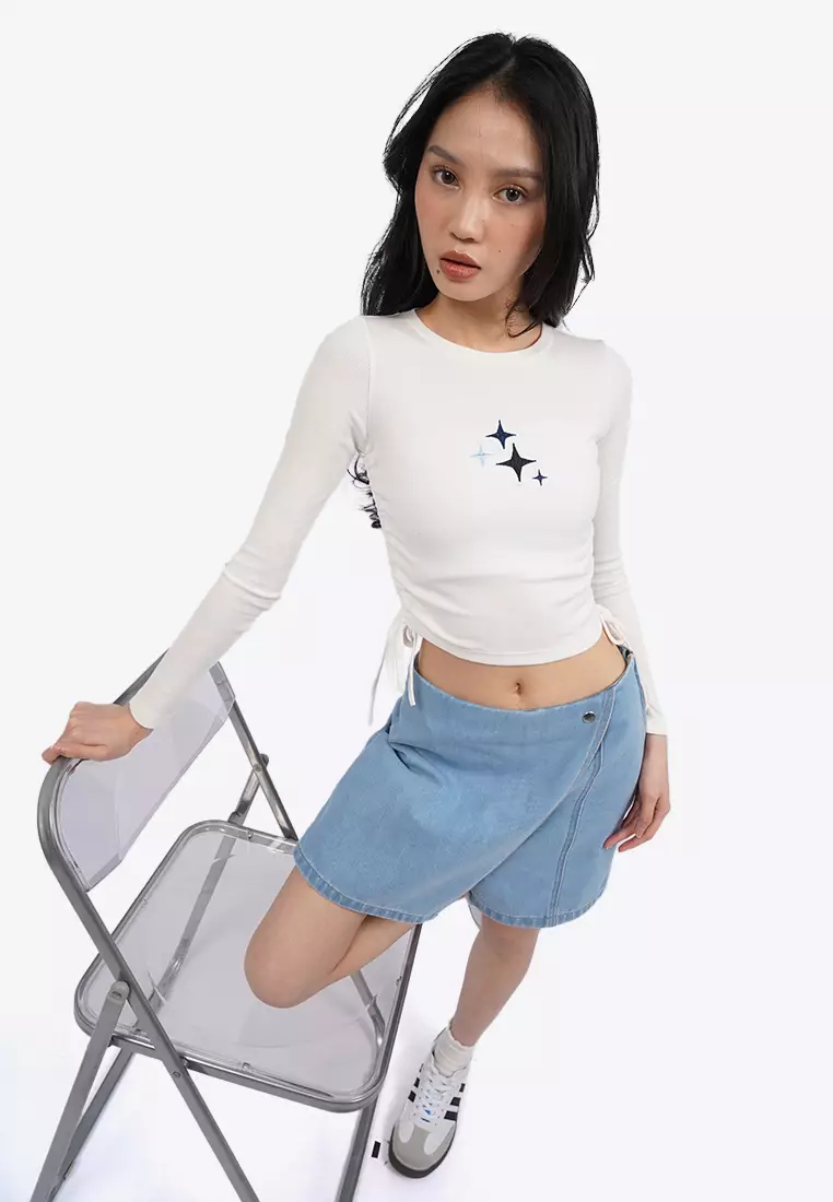 Long Sleeve Top with Side Drawstring