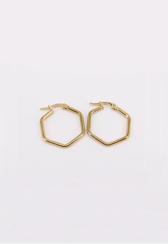 TOUGO gold 18 K Gold Plated Hexagon Hoop Earrings 0A9E5AC7CFCBDDGS_1