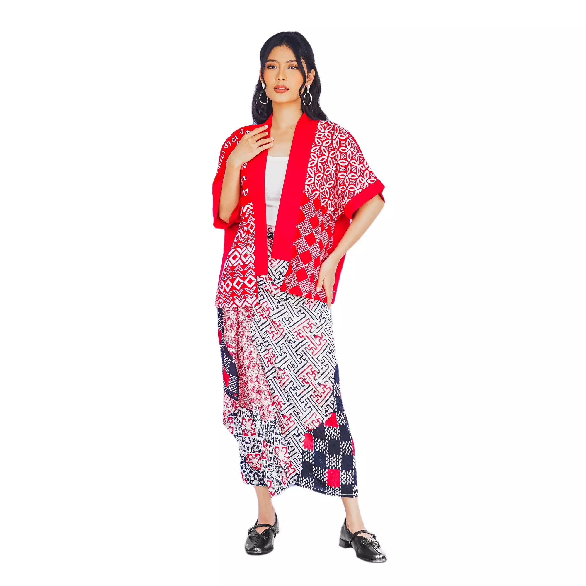 Blazer Batik Wanita - Bhatara Batik Agustus - Atasan Batik Modern Lengan Pendek