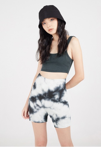 Gen Woo black and white and multi Sausage Dye Rib Shorts by Gen Woo C120BAAA79A5D3GS_1