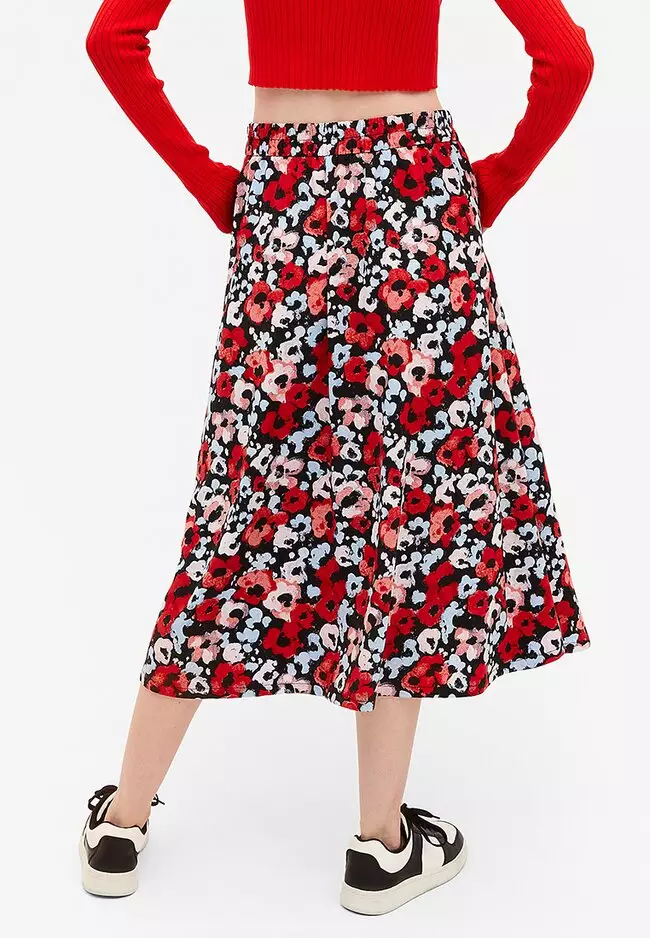 Oasis button store jacquard skirt