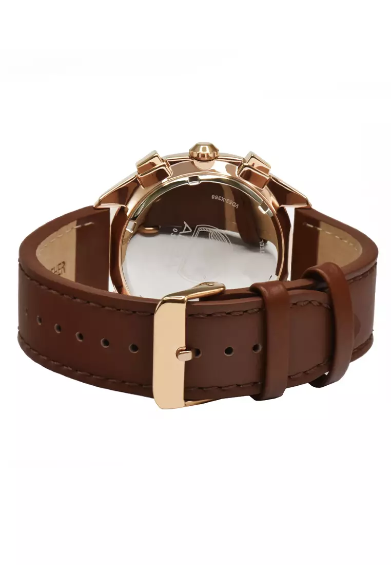 Alba Signa - Jam Tangan Chronograph Pria - Rosegold - Brown Leather Strap - AT3G86X1