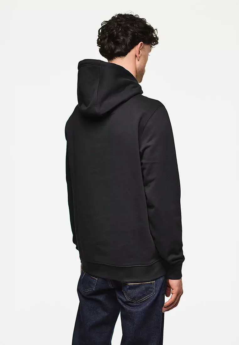 MENS BLACK RIBBE BADGE HOODIE