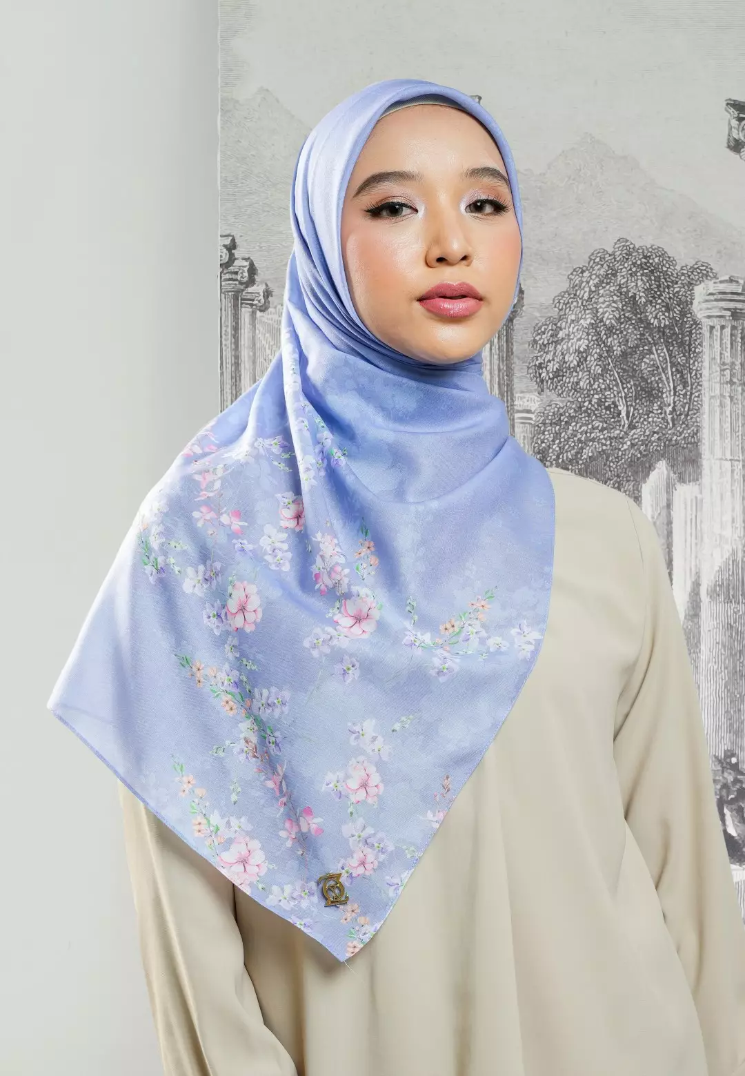 SAVANA Scarf Denim - Kerudung Hijab Segiempat Motif With BOX - Bahan Nesla - Ukuran 115x115