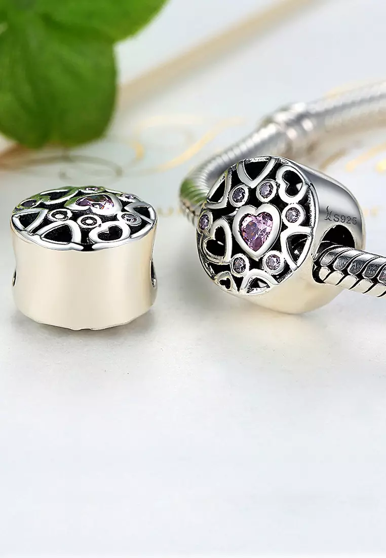 Solid 925 Sterling Silver Lots of Love CZ Charm