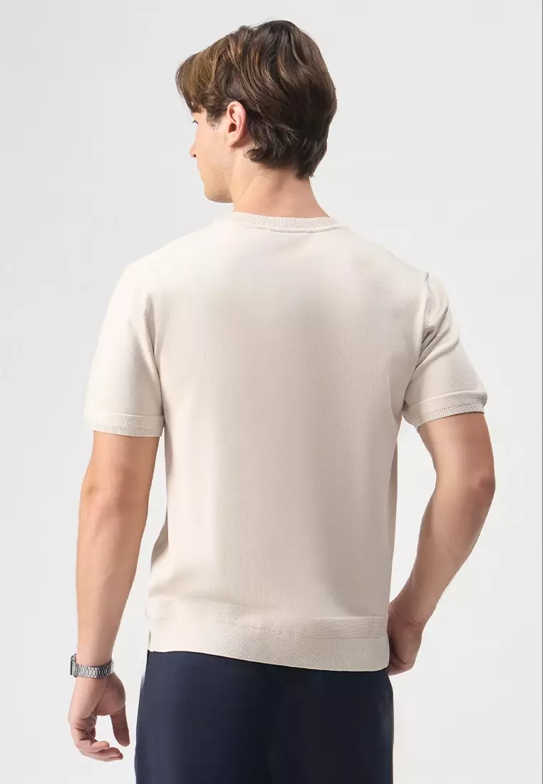Flat Knit T-Shirt with Hem Detail
