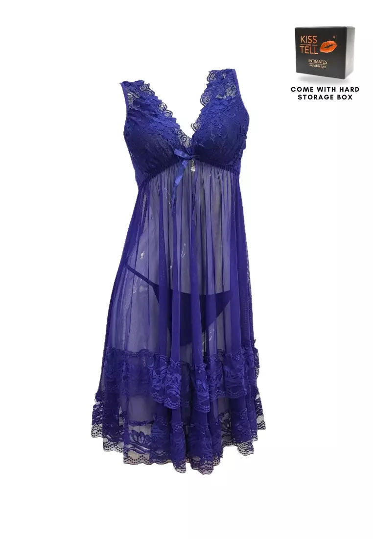 Premium Malia Lingerie Corset Night Gown Nighties in Blue