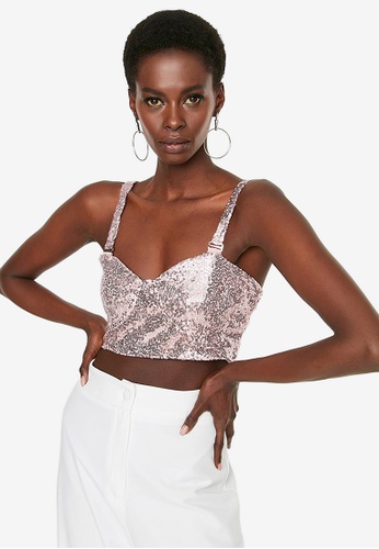 Buy Trendyol Sequin Bustier Top 2023 Online | ZALORA Singapore