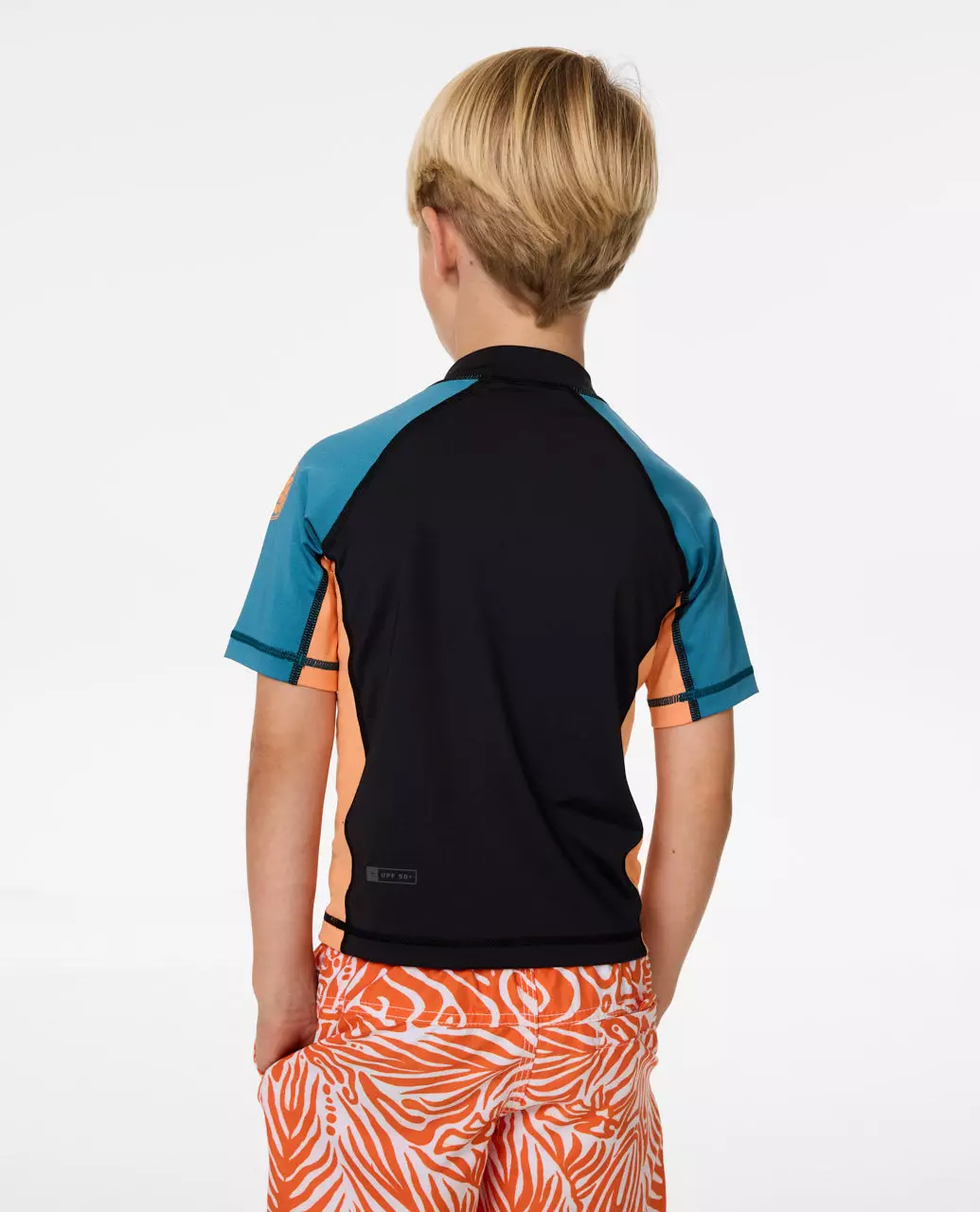 Rip Curl Kids Shock UPF Short Sleeve Rash Vest - Boys (1-8 years) - Storm Blue