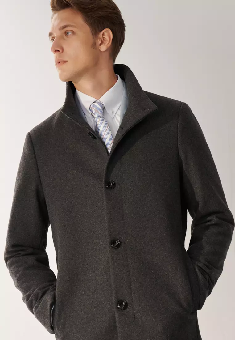 Grey Faux Two-Piece Down Overcoat