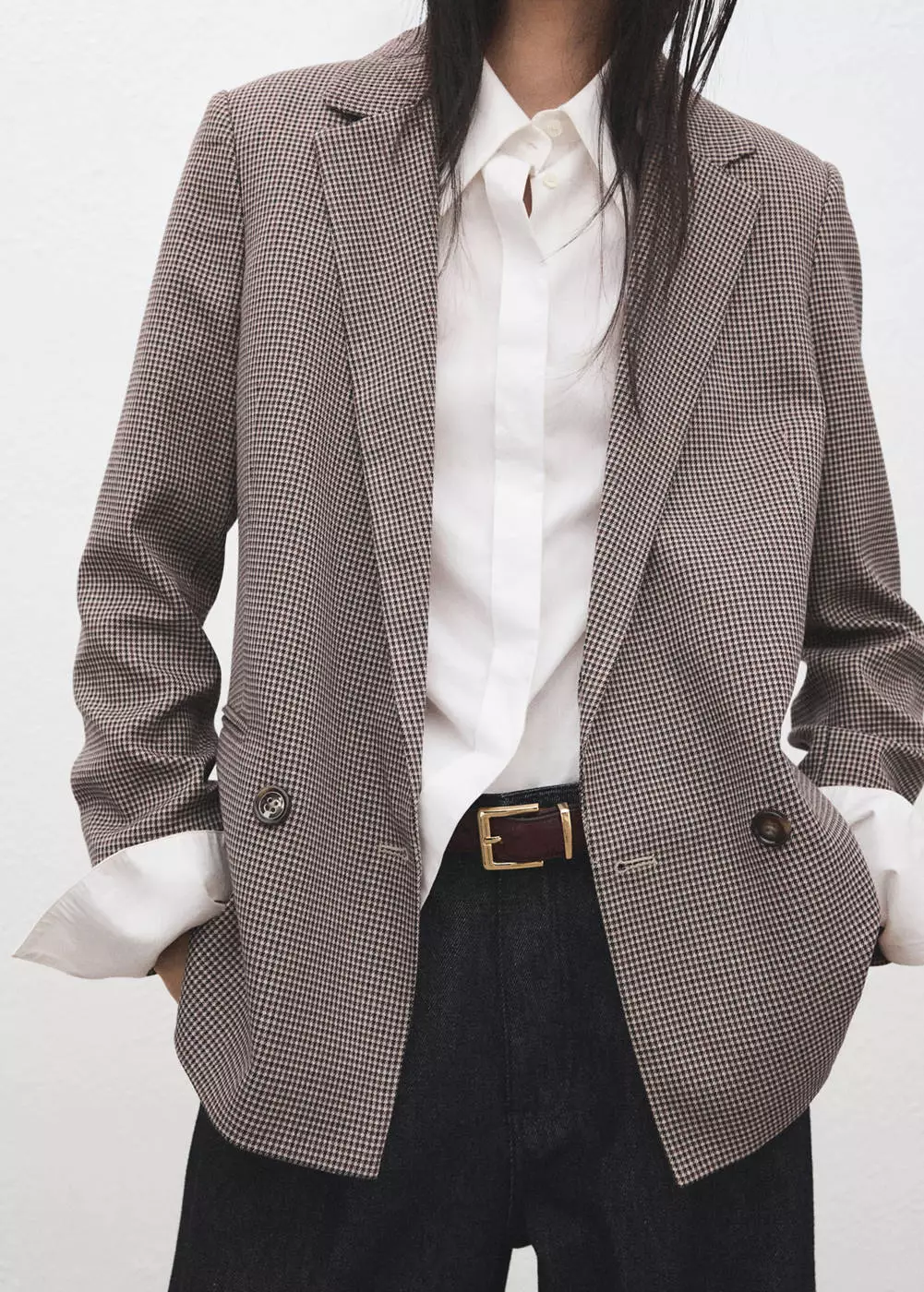 Blazer double-breasted bermotif houndstooth mikro
