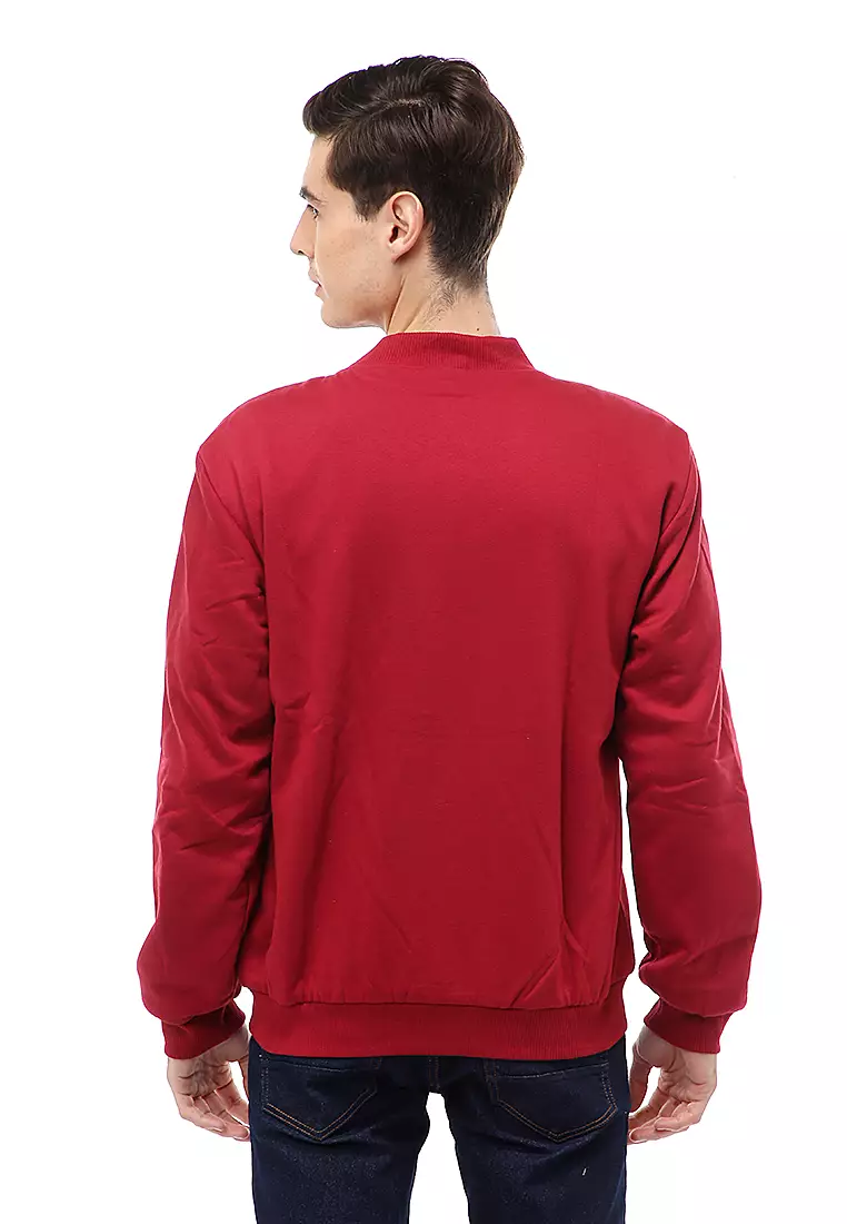 Clover Outerwear Jacket Pria Sporty Design Material Polyester ORIGINAL - Maroon