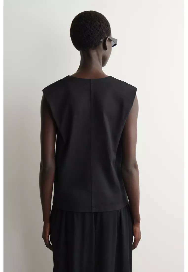 FOLDED-SHOULDER COTTON-JERSEY TANK TOP