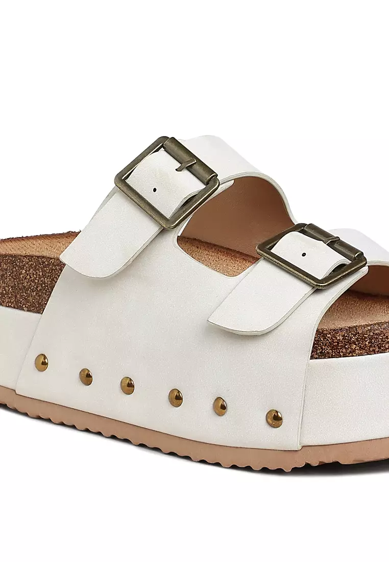 Studded Faux Leather Slip-On In Off-White