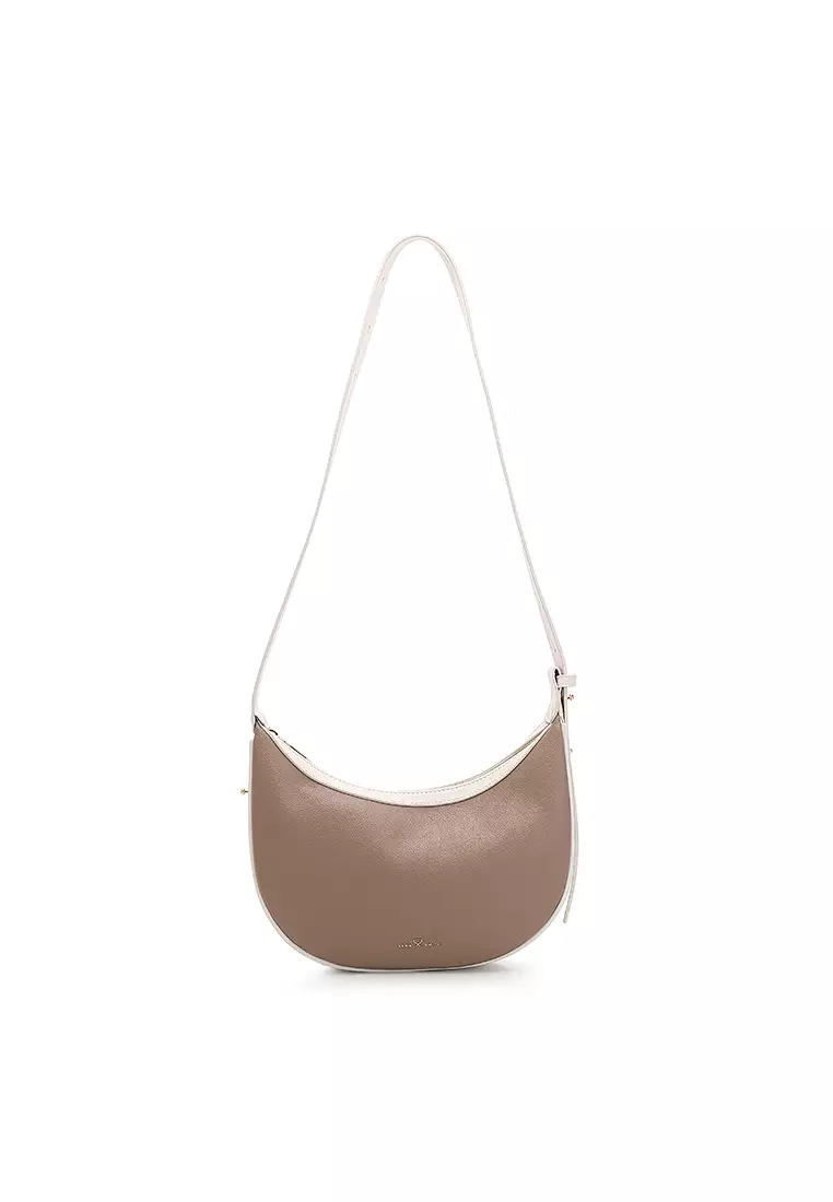 Women's Shoulder Bag / Sling Bag / Crossbody Bag - Taupe / White