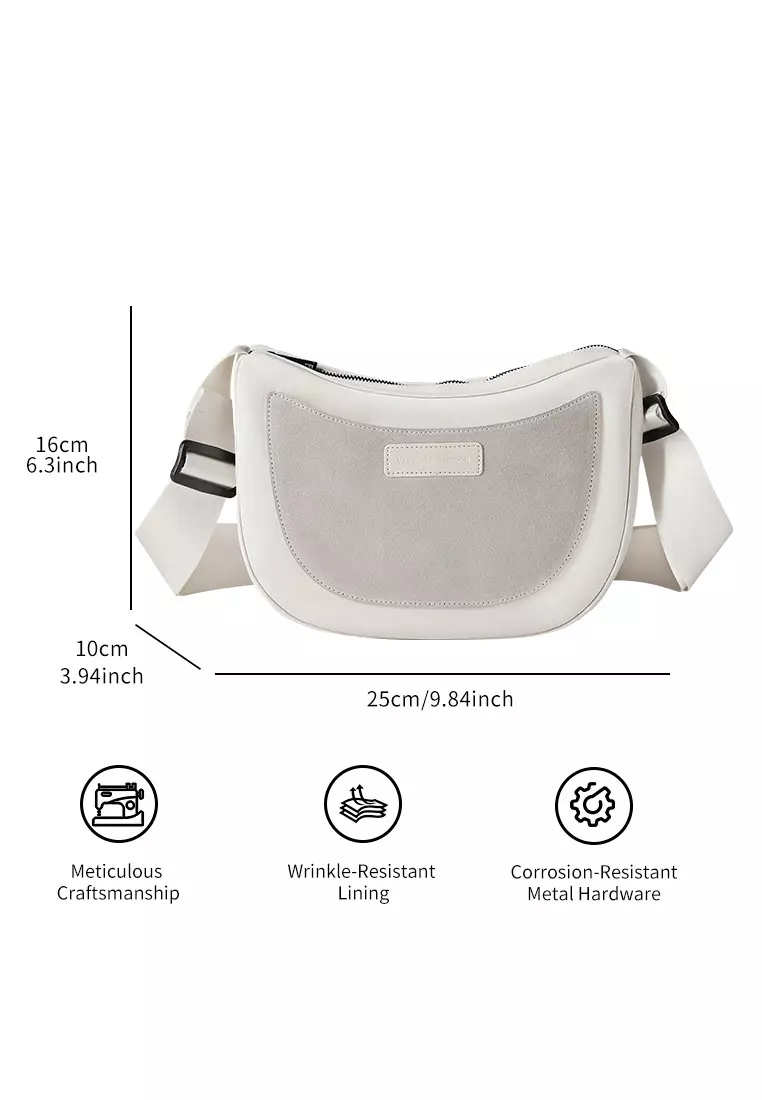 Loren 女士流浪包 單肩包 斜挎包 可調節肩帶長度 防水面料 快速拆解運動扣-白色