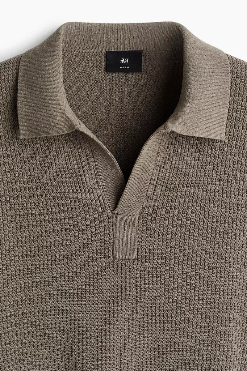 Regular Fit Cable-knit polo shirt