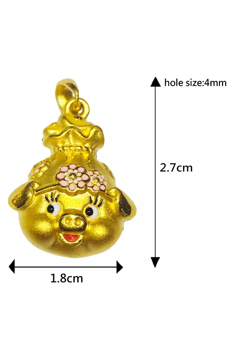 LITZ JINXI 999 (24K)  Gold Pig Pendant  啵啵猪吊坠 EGP0052 (2.67g)