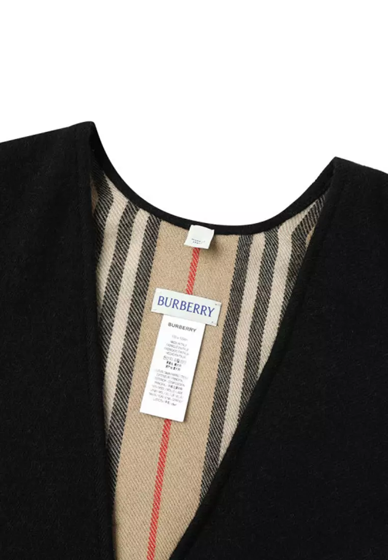 Buy Burberry Women's Reversible Icon Striped Wool Cape in Black ...