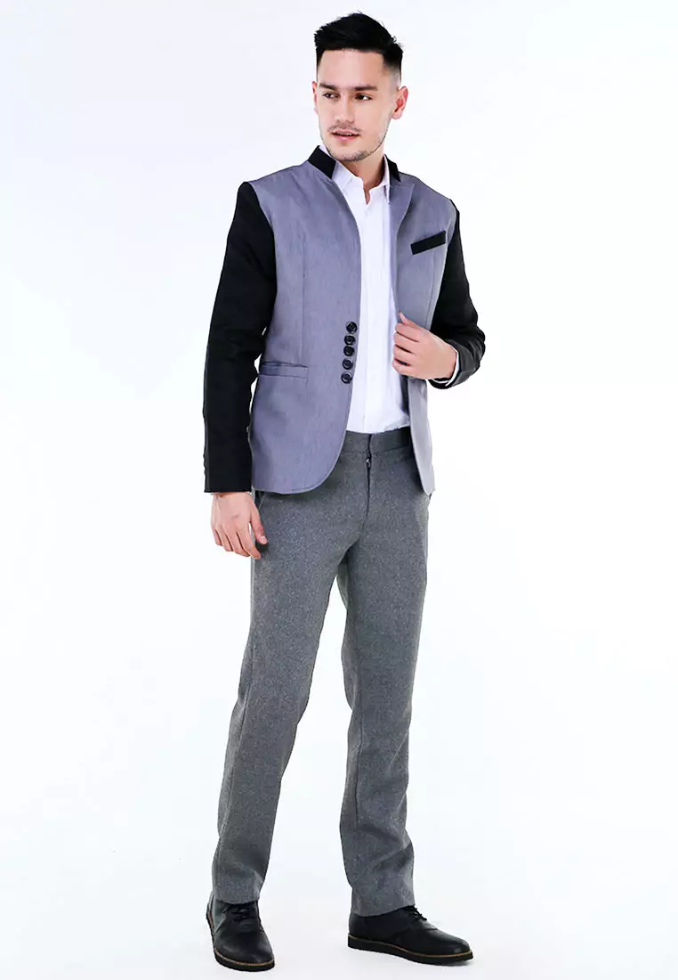 Woreq Jas Blazer Pria Two Tone Five Button Formal Longsleeve Suit Material High Twist ORIGINAL