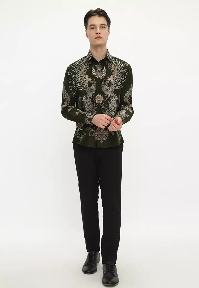 Kemeja Batik Pria Slimfit Pakubuwana - Sage