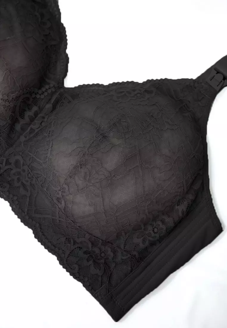 Black Plus Size Lace Nursing Bra