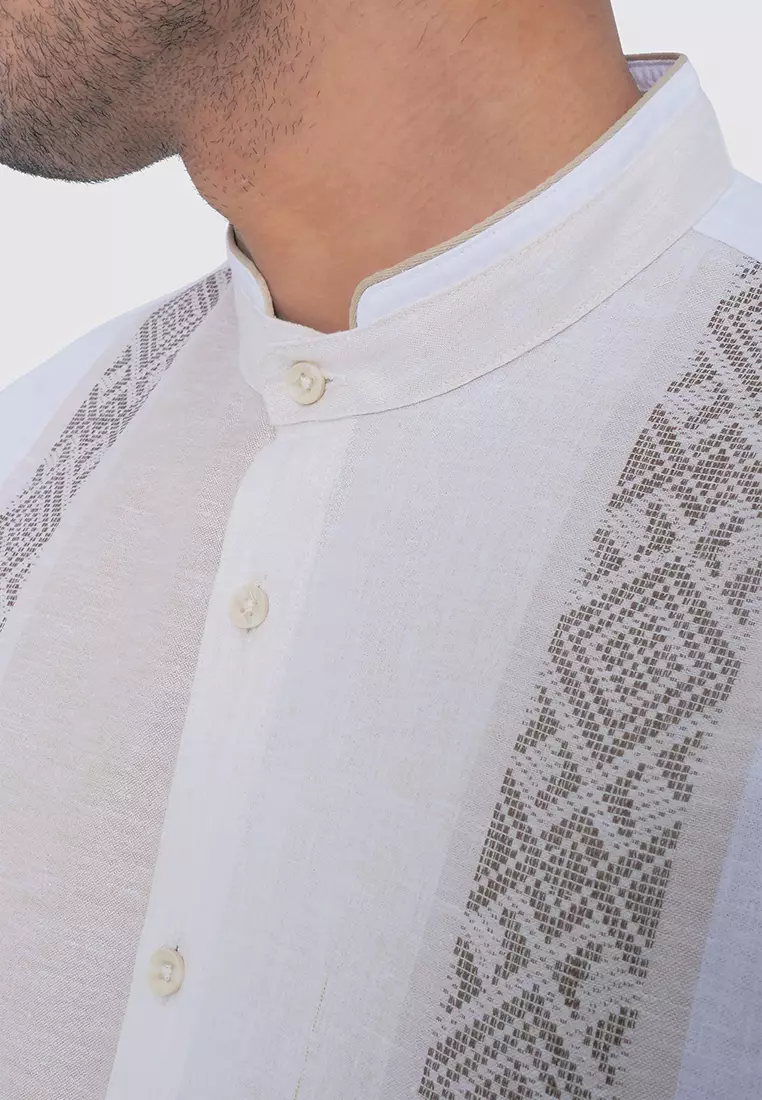 MOC Kemeja Koko Lengan Panjang Pria MARKOV - WHITE