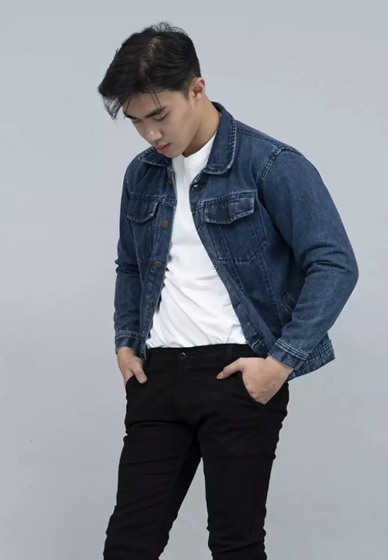 Houseofcuff Jaket Denim /Jeans Tebal Unisex Pria Denim Biru