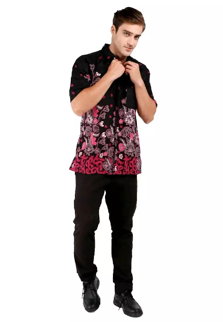 Bunga Kemeja Batik Exclusive Premium Pria Casual Modern Lengan Pendek