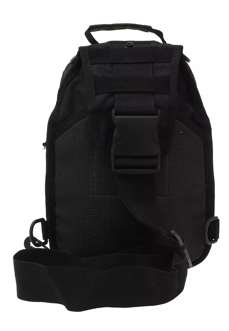 Roger Tas Selempang Crossbody Bag Pria Outdoor Military Tactical Duffel Backpack Large Compartment Material Nylon Oxford ORIGINAL - Black