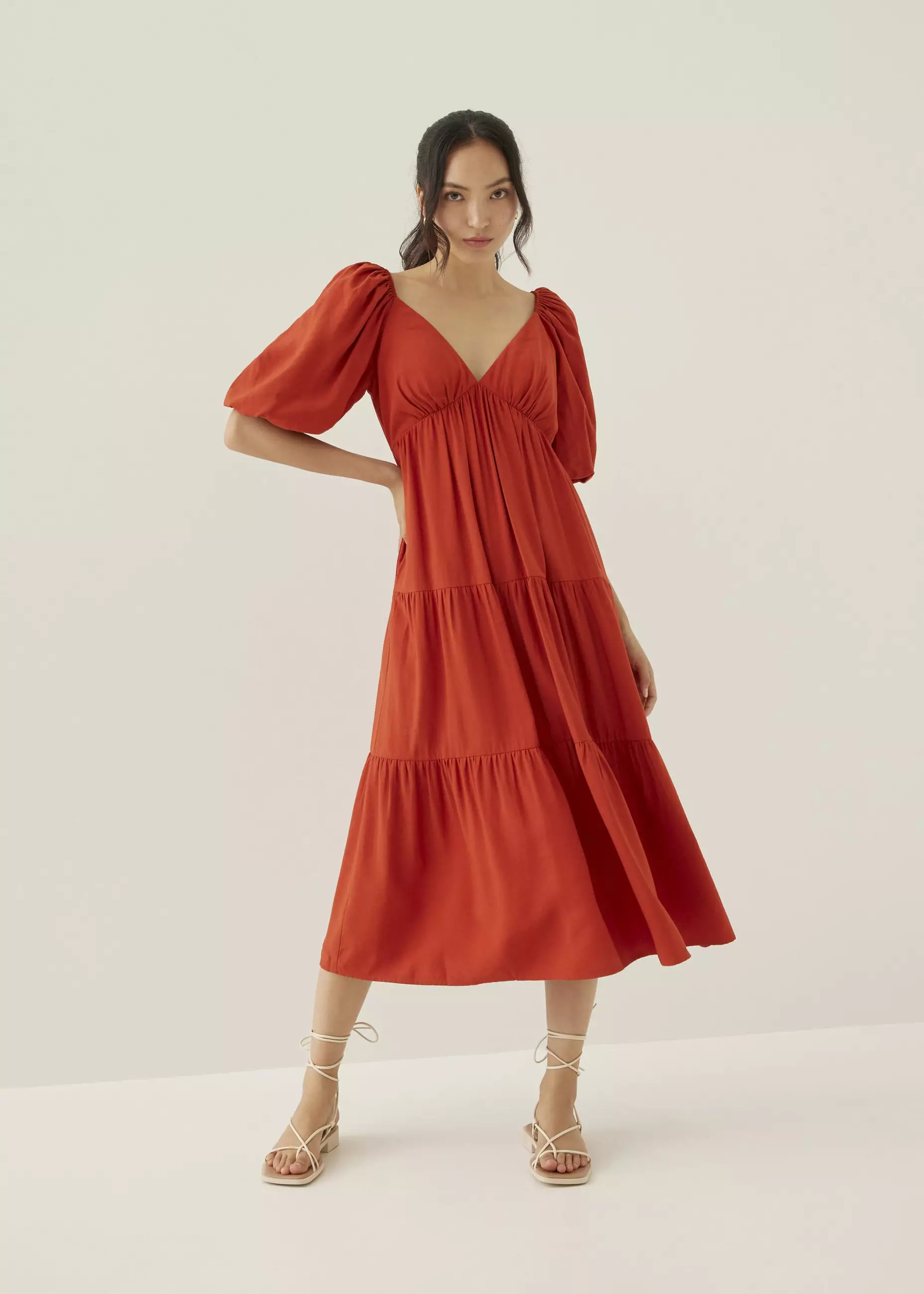 Dress Wanita - Katrine Padded Tiered Maxi Dress