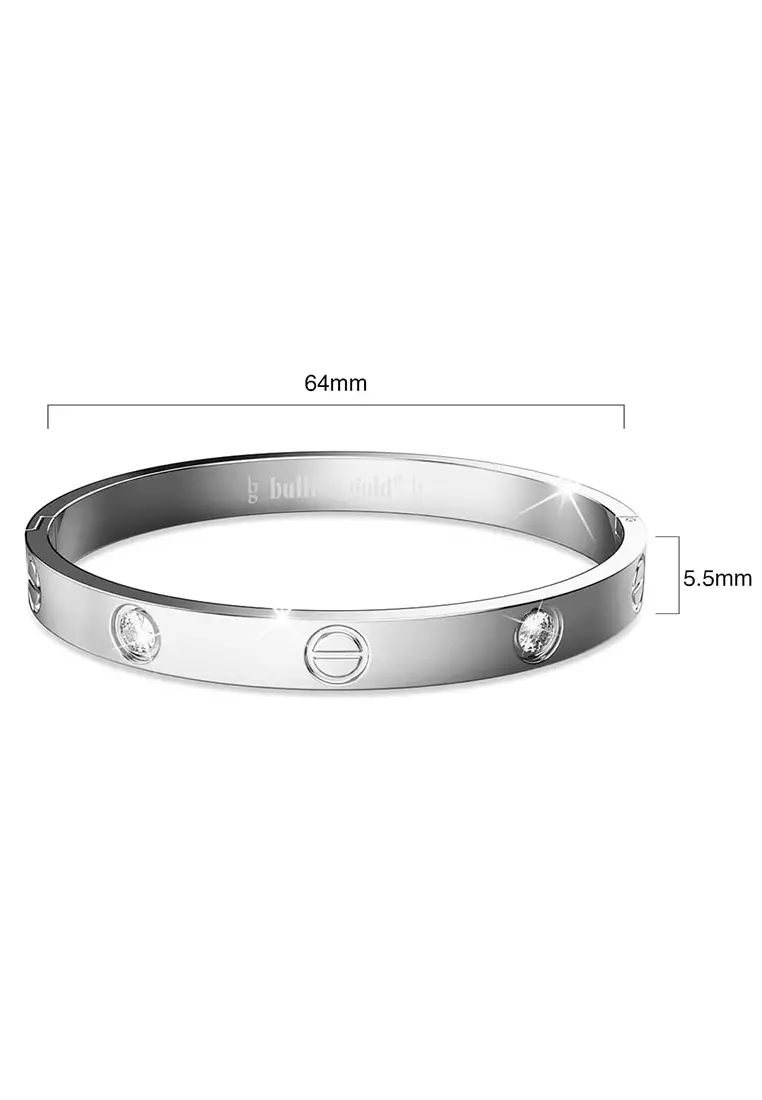 Carrie Stainless Steel Bangle in White Gold - 64mm