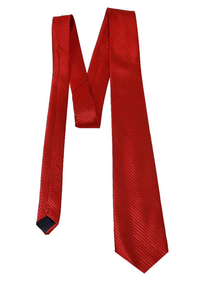 Ocean Dasi Pria Garis Man Neckwear Aksesoris Fashion Material Polyester ORIGINAL - Dark Red
