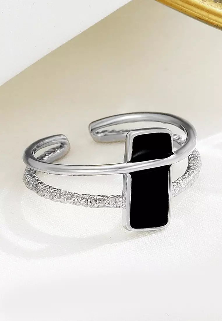 Buy LYCKA Ldr2031 S925 Silver Rectangular Open Ring 2024 Online
